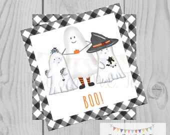 Halloween Printable Tags, Instant Download, Ghost Tags, Square Gift Tags, Happy Halloween, Lunchbox, BOO Tag, Printable, Cute not Creepy