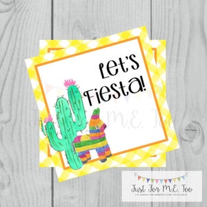 Instant Download Afdrukbare Taco Tags, Cinco De Mayo Tag, Let's Fiesta, Vriend, Cadeau, Tag, Taco, Cinco De Mayo, Fiesta, Piñata, Cactus