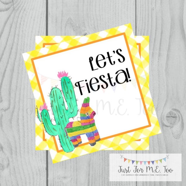 Instant Download Printable Taco Tags, Cinco De Mayo Tag, Let's Fiesta, Friend, Gift, Tag, Taco, Cinco De Mayo, Fiesta, Piñata, Cactus