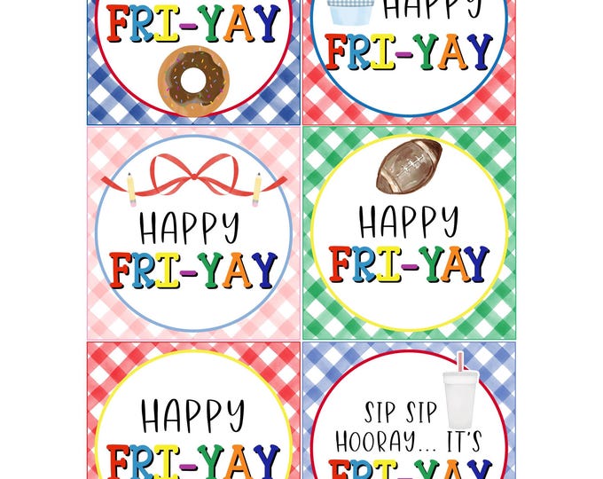 Featured listing image: Friday Printable Tags, Instant Download, Teacher, Square Gift Tags, FRI-YAY printable, Teacher Gifts, Small Gifts, Treats, Lunchbox Notes
