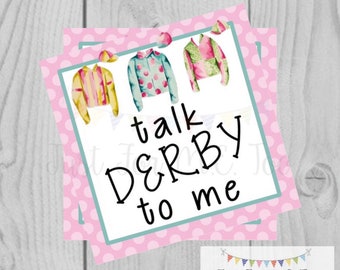 Derby Printable Tags, Instant Download, Derby Day, Square, Printable, Jockey, Jockey Silks, Horse Race, Horse Party, Talk Derby to Me