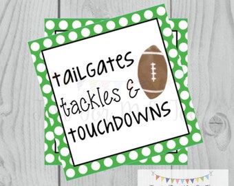 Football Printable Tags, Tailgate, Tackles, Touchdowns Instant Download, School Tags, Cheerleading Tags, Cheerleader, Football