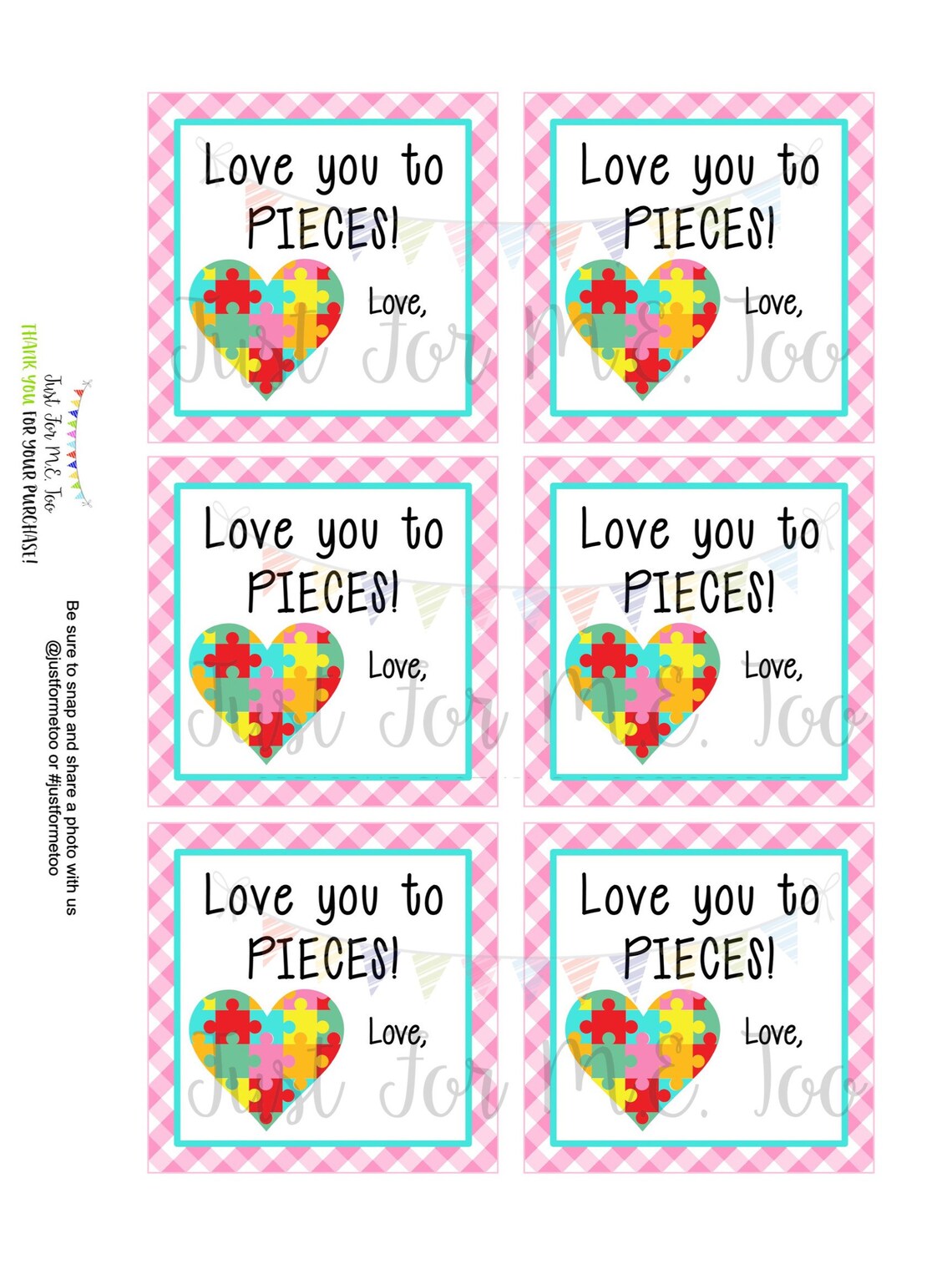 Valentine Printable Tags Instant Download Valentine's - Etsy