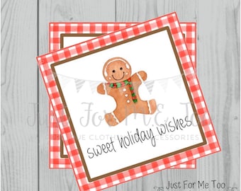 Christmas Printable Tags, Instant Download, Christmas Tags, Cookie Exchange, Merry Christmas, Sweet Holiday Wishes, Gingerbread Cookie