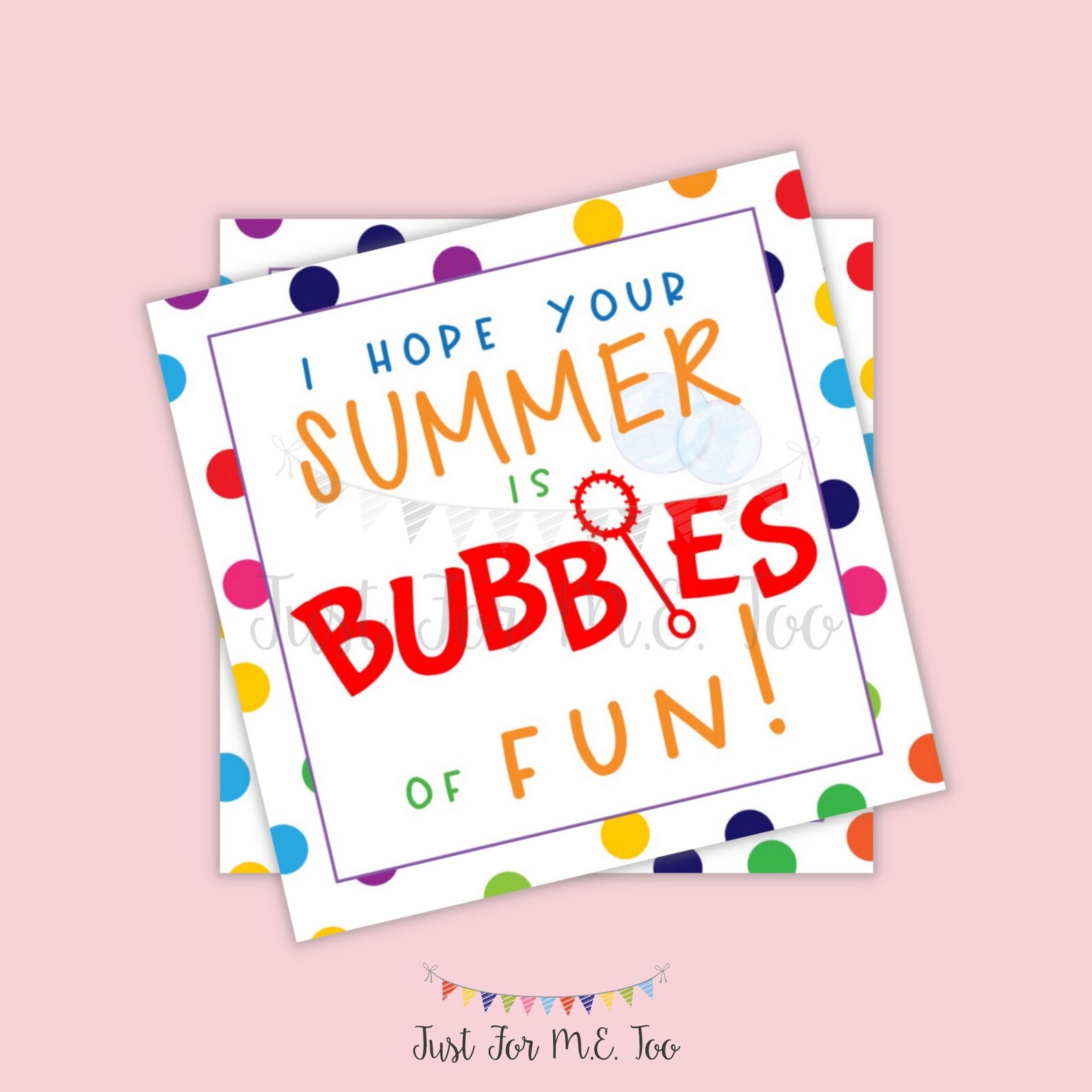 Summer Printable Bubble Gift Tag Summer Bubbles Kids Tag Etsy