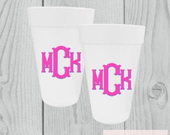 Custom Monogram Styrofoam Cups | Personalized Party Drinkware (Set of 10)