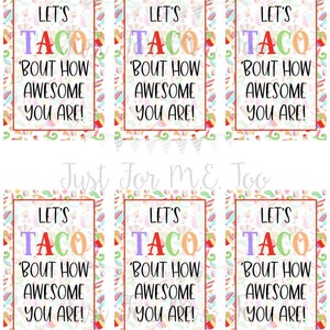Sofortiger Download Druckbare Taco Tags, Cinco De Mayo Tag, Let's Taco Bout How Awesome You Are, Freund, Geschenkanhänger, Taco, Cinco De Mayo