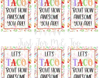 Instant Download Printable Taco Tags, Cinco De Mayo Tag, Let's Taco Bout How Awesome You Are, Friend, Gift Tag, Taco, Cinco De Mayo