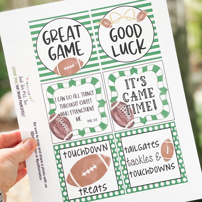 Football Treat Tags: Cheerleading, Tailgate, Game Day (instant Download ...