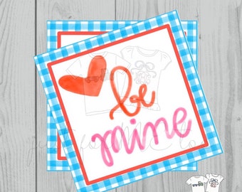 Valentine Printable Tags, Instant Download, Valentine's Day Tags, Square Gift Tags, Classroom Tag, Be Mine Tag, Heart Tag, Friendship Tag