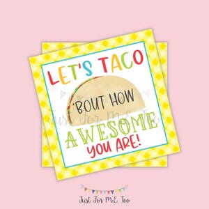 Sofortiger Download druckbare Taco Tags, Cinco De Mayo Tag, Let's Taco Bout How awesome you are, Freund, Geschenk, Tag, Taco, Cinco De Mayo