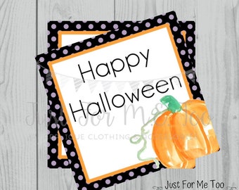 Halloween Printable Tags, Instant Download, Happy Halloween Tags, Square Gift Tags, Birthday, Lunchbox, Pumpkin, Printables, Halloween