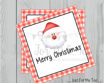 Santa Printable Tags, Instant Download, Christmas Tags, Square Gift Tags, Merry Christmas, Santa Tag, Gift Tag