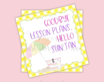Teacher Printable Tags, Instant Download, Teacher Tags, Square Gift Tags, End of School, Teacher Gifts, Small Gifts, Treats, Summer Teacher