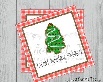 Christmas Printable Tags, Instant Download, Christmas Tags, Cookie Exchange, Merry Christmas, Sweet Holiday Wishes, Christmas Tree Cookie