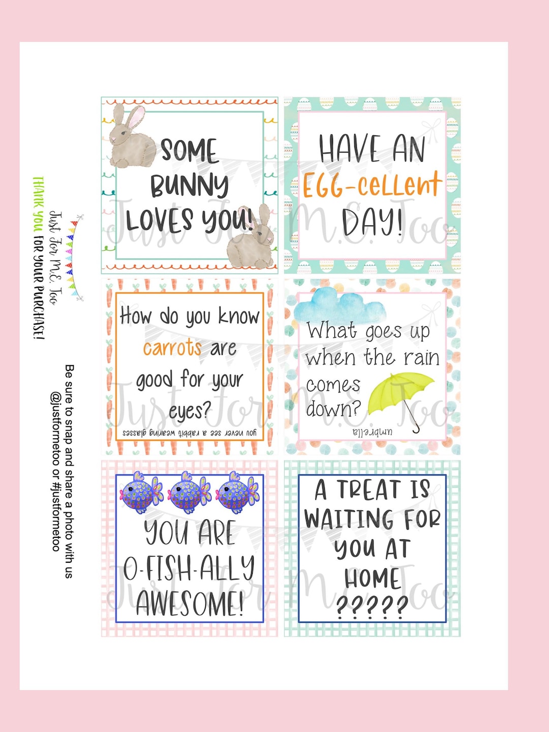 April Lunchbox Notes Printable Tags, Easter Notes, Lunch Box School ...