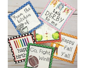 September Printable Tag Bundle, Derby, Fall, Football, Apples, Happy Birthday, Instant Download, School Tags, Friends, square tags