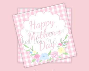 Mother's Day Flower Printable Tags, Instant Download, Summer Tags, Square Gift Tags, Mom Tag, Happy Mother's Day, Treats, Floral