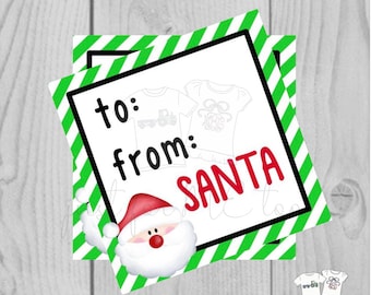 Santa Printable Tags, Instant Download, Christmas Tags, Square Gift Tags, From Santa, Santa Tag, Gift Tag, Christmas