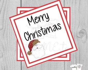 Santa Printable Tags, Instant Download, Christmas Tags, Square Gift Tags, Merry Christmas, Santa Tag, Gift Tag