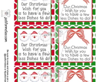 Christmas Printable Tag, Christmas Dishes Tag, Instant Download, Merry Christmas