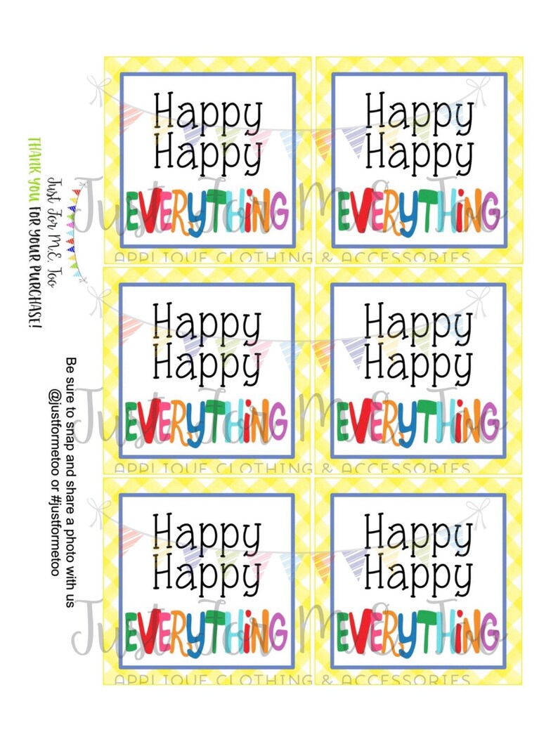 Happy Everything Printable Tags Instant Download Friend Etsy