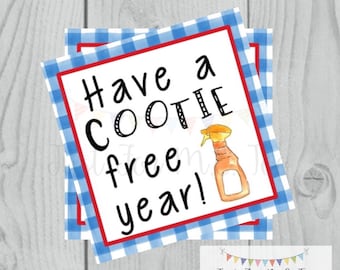 Printable Tags, Cootie Free Tag, Back to School, Blue, Classroom Gift