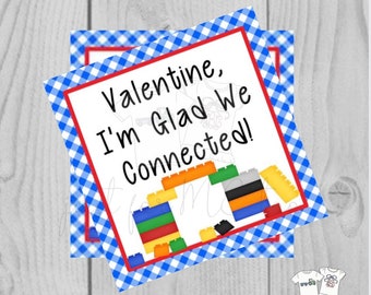 Valentine Printable Tags, Instant Download, Valentine's Day Tags, Square Gift Tags, Classroom Tag, Block Tag, Treats, Glad we Connected