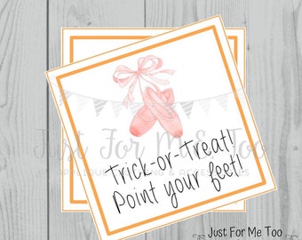 Halloween Ballet Printable Tags, Trick-or-Treat, Instant Download, Ballet Tags, Halloween Tags