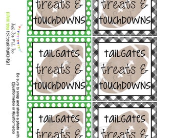 Football Printable Tags, Instant Download, Cheerleading Tags, Football, Tailgate, Touchdown, Game Treats, Game Day, Football Treats