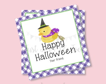 Halloween Printable Tags, Instant Download, Trick or Treat Tags, Square Gift Tags, Halloween Witch, Printable, Happy Halloween, Spooky Bath