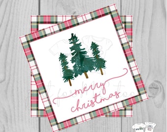 Plaid Merry Christmas Printable Tags, Instant Download, Christmas Tag, Gift Tag