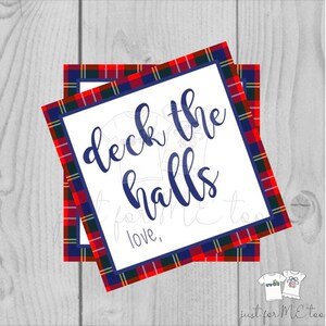 Christmas Printable Tags, Instant Download, Christmas Tags, Square Gift Tags, Deck the Halls, Tartan Plaid Tags, Printable, Gifts
