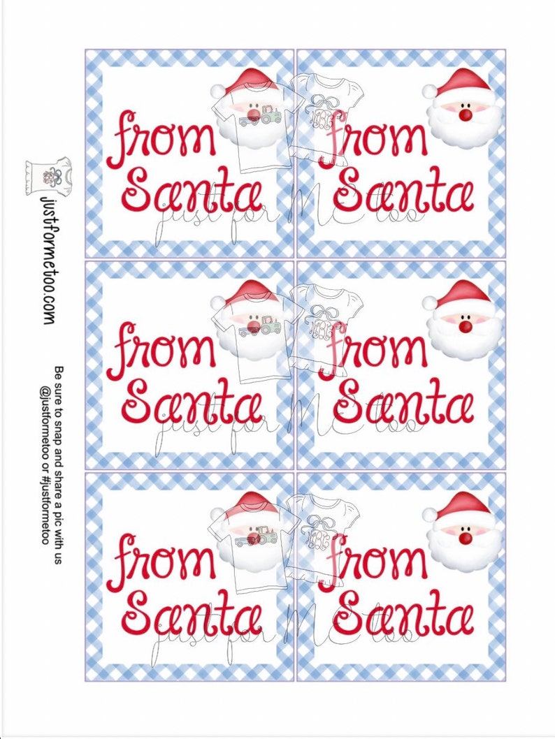Santa Printable Tags Instant Download Christmas Tags Square Etsy