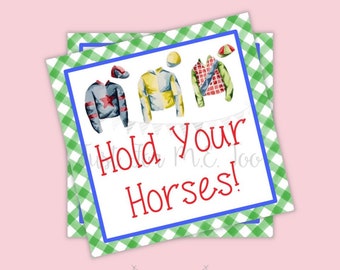 Derby Printable Tags, Instant Download, Derby Day, Square, Printable, Jockey, Jockey Silks, Horse Race, Horse Party, Birthday, Red