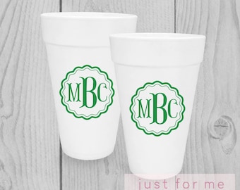 Custom Monogram Styrofoam Cups | Personalized Wedding, Tailgate, Party Foam Cups