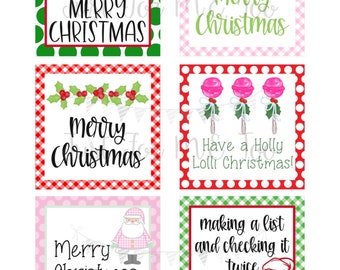 Christmas Printable Tags, Instant Download, Christmas Tags, Square Gift Tags, Merry Christmas, Teacher Gifts, Small Gifts, Treats