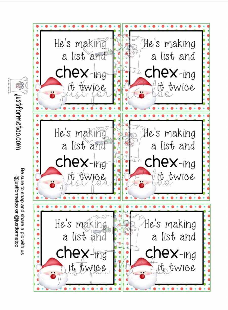 Christmas Printable Tags Chex ing It Twice Merry Christmas Etsy Christmas Printable Tags Chex ing It Twice Merry Christmas Etsy