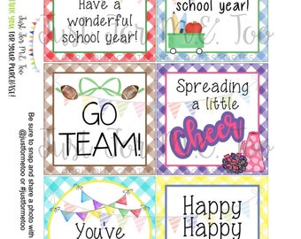 August Bundle Printable Tag Bundle, Digital Tags, Gift Tag, Back to School, Football, Download, Cheer, Lunchbox Note, Happy Note