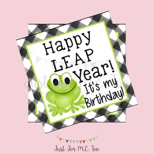 Printable Tags, Instant Download,Leap Year Tags, Square Gift Tags, Leap Day Birthday, Frog Tag, Happy Leap Day, Birthday Leap Year