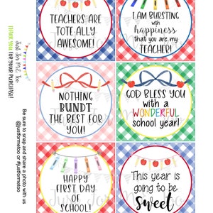 Back to School Printable Tags, Instant Download, Teacher Tags, Square Gift Tags, First Day of School, Teacher Gifts, Small Gifts, Treats