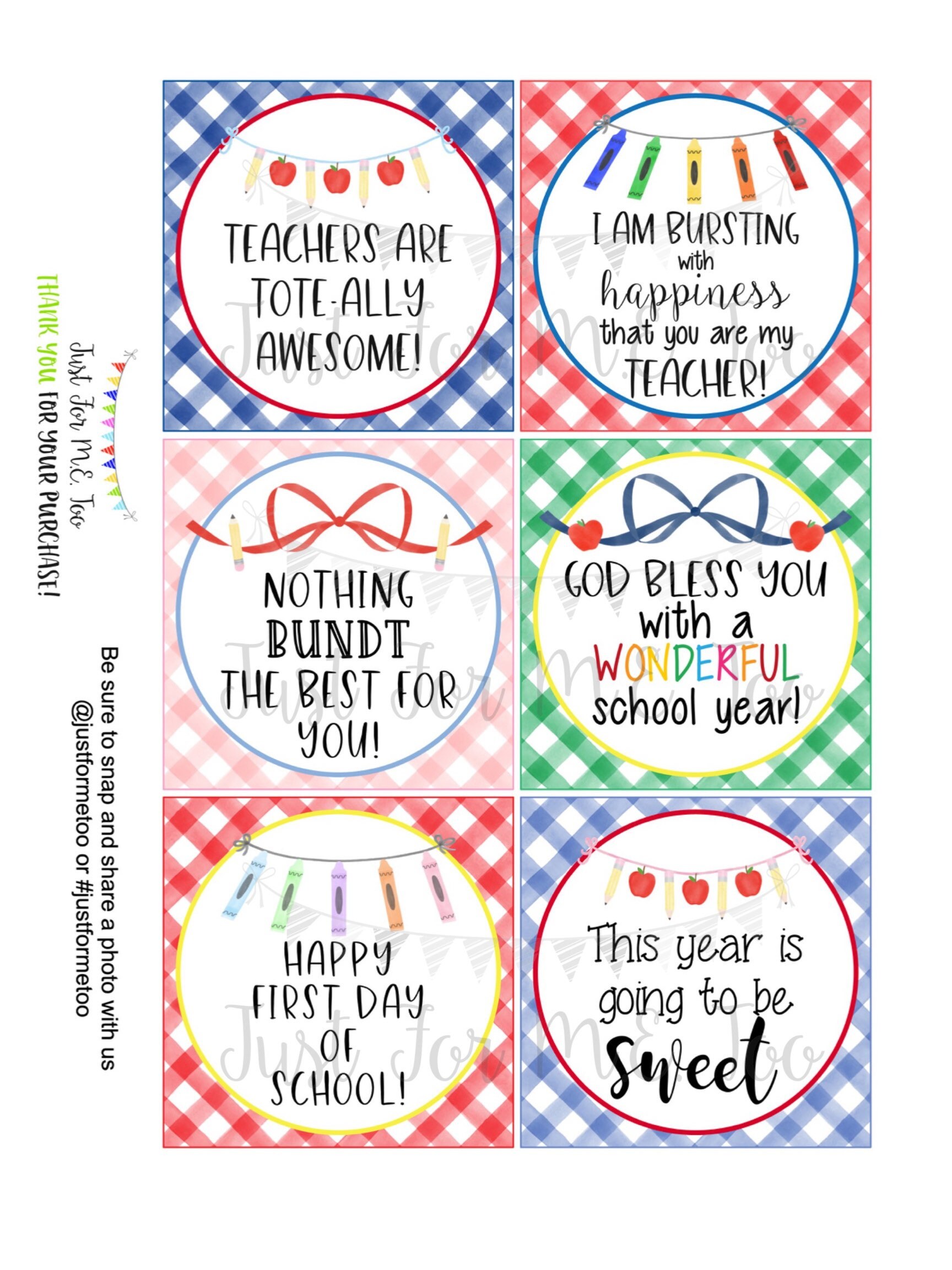 Back To School Printable Tags Instant Download Teacher Tags Square Back To School Printable Tags Instant Download Teacher Tags Square