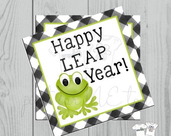 Printable Tags, Instant Download,Leap Year Tags, Square Gift Tags, Teacher Tag, Frog Tag, Happy Leap Day
