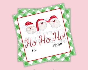 Christmas Printable Tags, Instant Download, Christmas Tags, Square Gift Tags, Merry Christmas, HO HO HO Tag, Santa Tag