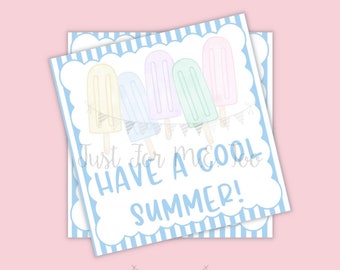 Summer Printable Tags, Have a Cool Summer, Instant Download, Summer Tags, Popsicle Tags, Summer