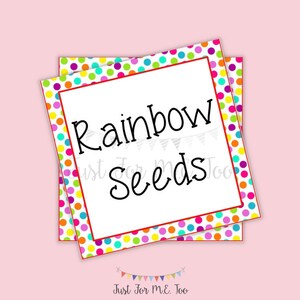 Rainbow Seeds Printable Tags, Instant Download, Square Tags, Classroom ...