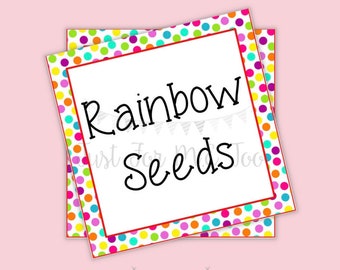 Rainbow Seeds Printable Tags, Instant Download, Square Tags, Classroom, Rainbow, Treats, St Patrick's Day, Colorful, Lucky, Digital