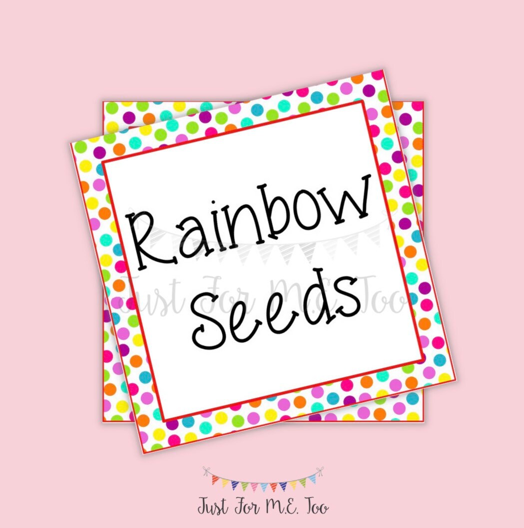 INSTANT Download St Patricks Day RAINBOW Seeds Goodie Treat Bag Topper  PRINTABLE Download Fun Family Party diy