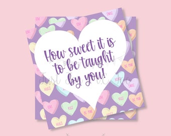 Valentine Printable Tags, Instant Download, Valentine Tags, Square Gift Tags, Happy Valentine's Day, Teacher Gifts, Teacher Valentine