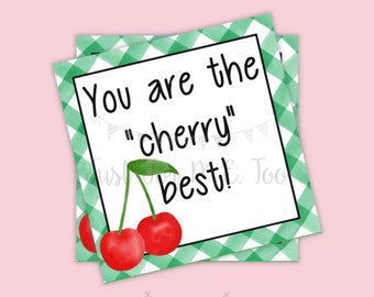 Instant Download Printable Cherry Tag, Summer Party Tag, Cherry Printable, Gift, Fruit Tag, Instant Download, Summer, Cherry Best